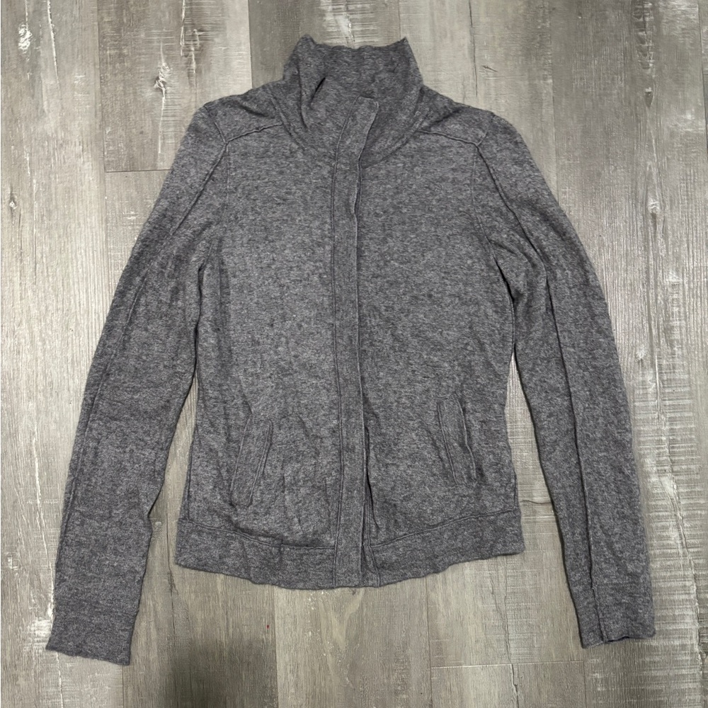 Banana Republic Gray and Navy Striped Italian Yarn Sweater